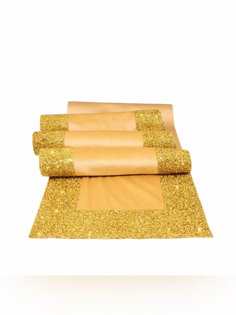 Sparkles Home Luminous Border Velvet Table Runner gold Rhinestone Trim 72